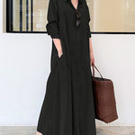 Zeagoo Women's Beach Casual Solid Color Loose Temperament Long Shirt Dress