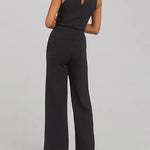 Zeagoo Women's Adjustable Belt Overalls Rompers Sleeveless Wide Leg Jumpsuit