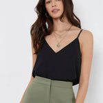 Zeagoo Satin Top Women's Spaghetti Tops V-Neck Tank Top (DE Only)