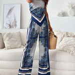 Stylish Printed Lace-Up Vest & Pants Two-Piece Set
