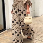 Casual Shoulder Top & Printed Pants Two-Piece Set