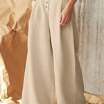 Vintage Plain Button Down Pocket Pants