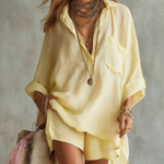 Oversized Pocket Beach Shorts Shirt Set