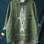 Sophie | Sardine Fish Graphic Printed Women's Casual Shirt