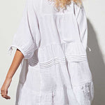 Zeagoo Women's Cute Sweet Tie up V Neck Drawstring Short Sleeve Babydoll Dress Loose Tiered Ruffle Swing Tunic Mini Dress