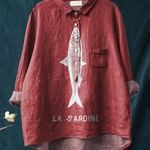 Sophie | Sardine Fish Graphic Printed Women's Casual Shirt