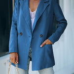 Zeagoo Double Breasted Button Down Office Work Wear Solid Blazer Jacket