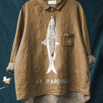 Sophie | Sardine Fish Graphic Printed Women's Casual Shirt