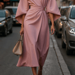 Elegant Solid Color Waist Dress