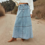 Luna Tiered Denim Maxi Skirt