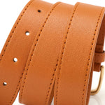 Camel Faux Leather Gold Buckle Classic Casual Belt