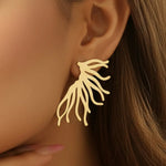 Gold Abstract Coral Branch Drop Earrings