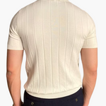 Marco De Santis | Ribbed Knit Polo Shirt with Tailored Fit Elegance For Men