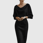 Ismeria | White Draped Batwing Midi Dress
