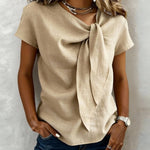 Casual Short Sleeve V-Neck Linen Blend Jacket