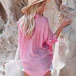Zeagoo Solid Color V Neck Long Sleeve Button Down Blouse with Pockets