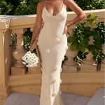 Creamy White Textured Pom Pom Knit Slim Fit Maxi Dress