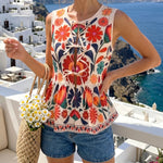 Floral Print Sleeveless Peplum Top