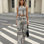 Beige Geometric Print Two Piece Set