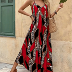Leopard Print V Neck Spaghetti Strap Maxi Dress