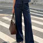 Dark Denim High Waisted Wide Leg Pants