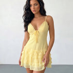 Yellow Ruffle Tiered Cami Mini Dress