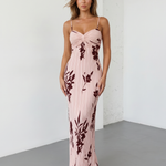 White Black Floral Print Twist Bust Pleated Maxi Dress