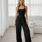 Black Ruched Cami Wide Leg Jumpsuit