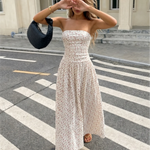 Cream Ditsy Floral Strapless Midi Dress
