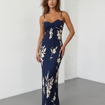 White Black Floral Print Twist Bust Pleated Maxi Dress