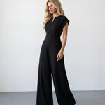 Black Fitted Waist Full Length Jumpsuit