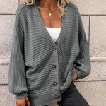 Zeagoo Women's Button Down Horizontal-Ribbing Longline Cardigan