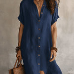Bohemian Black Loose-fitting Midi Dress