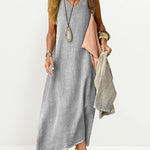 Zeagoo Women's Casual Sleeveless Dress Solid V Neck Tank Long Dresses Plain Simple Beach Sundress Cover Ups