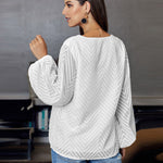 Zeagoo Sweet Cute Blouse Loose Puff Sleeve Mesh Patchwork V-Neck Top