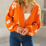 Zeagoo Women's Cute Daisy Knit Cardigan Long Sleeve Casual Flower Open Front Sweater Tops