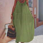 Zeagoo Women's Casual Thin Beach Dress Solid Color Loose Spaghetti Strap Swing Dress