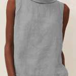 Linen Short-sleeved Blouse With A Round Neck