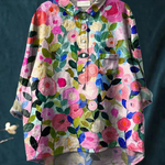 Leah | Colourful Spring Floral Garden Printed Women's Casual Shirt