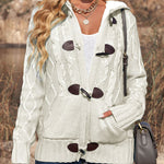 Zeagoo Women's Casual Loose Fitting Fluffy Button Down Knitwear Coatigan Chunky Cable Hooded Cardigan