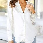 Zeagoo Long Sleeve Shirts Casual Lapel Collar V Neck Single Breasted Tunic Blouse