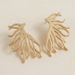 Gold Abstract Coral Branch Drop Earrings