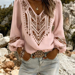 Puff Sleeve V-Neck Blouse Loose Fit