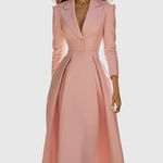 Ceryth | Elegant Pleated Blazer Midi Dress