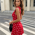 White Black Polka Dot Print Slim Fit Mini Dress