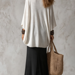 Black Long Skirt & White Knit Top Two Piece Set