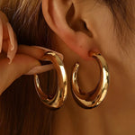 Gold Chunky Polished Hoop Earrings