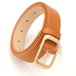 Camel Faux Leather Gold Buckle Classic Casual Belt