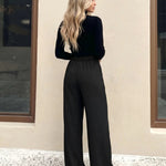Black High Waist Wide Leg Dress Pants