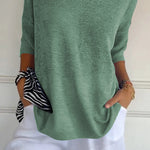Solid Color Knitted V-neck Top